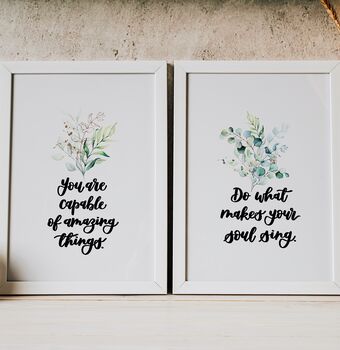Inspirational Quote Set Of Two Prints Watercolour Gold, 2 of 7