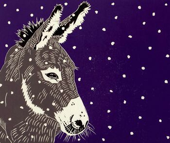 'Donkey In The Snow' Print Of Original Lino Print, 3 of 3