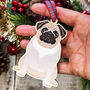 Pug Hanging Wooden Christmas Decoration, thumbnail 1 of 6