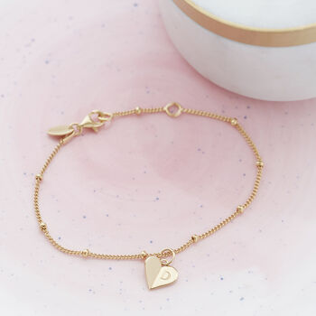 Initial Heart Charm Bracelet Silver, Gold/Rose Vermeil, 3 of 5