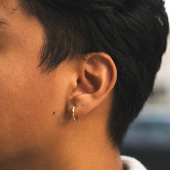 Mens Chunky Hammered Sterling Silver Hoop Earrings, 10 of 12