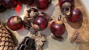 Red Glass Baubles Antique Style | Set Of Eight, 8 of 8