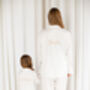 Embroidered 'Bridesmaid' Satin Pyjamas Kids And Ladies, thumbnail 7 of 12