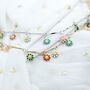Colourful Silver Plated Rainbow Flower Charms Necklace, thumbnail 2 of 6