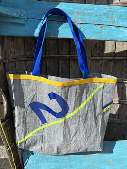 Blooper Large Upcycled Sailcloth Beach Bag, 5 of 6