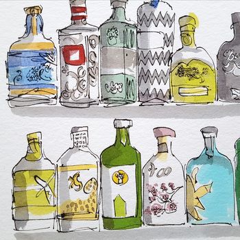 Colourful Gin Bottles Limited Edition Giclee Print, 6 of 7