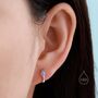 White Opal Dot Huggie Hoop Earrings Sterling Silver, thumbnail 6 of 12