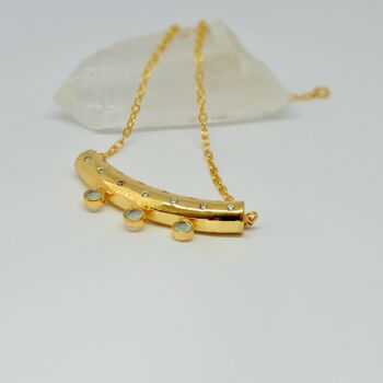 Aqua Blue Chalcedony Gold Pendant Necklace, 5 of 5