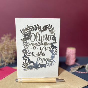 Personalised Masters Degree Congratulations Card, 2 of 9