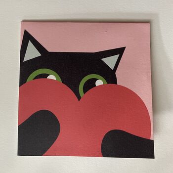 Handmade Cat Peaking Over Heart Pop Up Card, 3 of 3