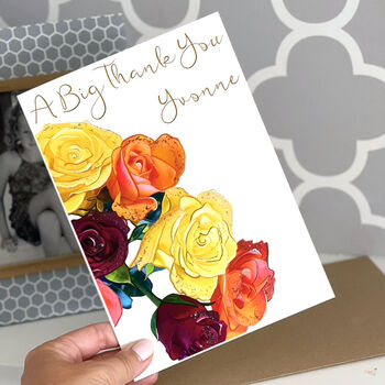 Personalised Roses Big Thank You Card, 2 of 5
