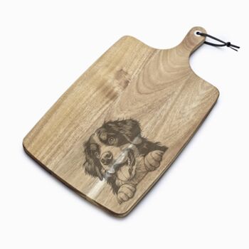 Personalised Bernese Mountain Dog Engraved Acacia Serving Board, 5 of 11