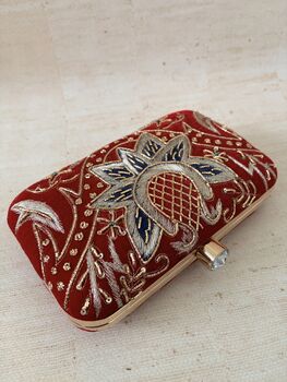 Peacock Red Rectangular Clutch, 4 of 9