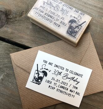 Party Invitation Cards Personalised Rubber Stamp, 2 of 3