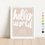 Personalised Name Print With Handwritten Hello World, thumbnail 1 of 10