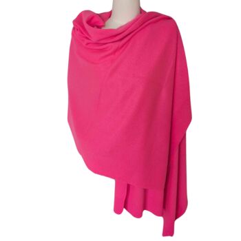 Neon Pink 100% Cashmere Travel Wrap Gift Boxed, 3 of 5