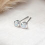 Mini Sterling Silver White Opal Stud Earrings, thumbnail 3 of 10