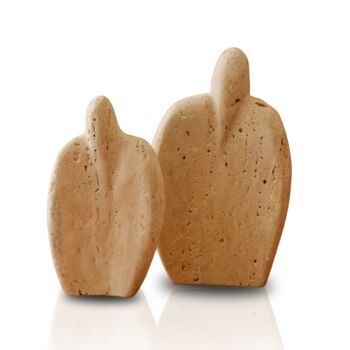 Set Of Two Embrace Figures Travertine Sculptures, 2 of 2