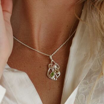 Silver Pendant With Peridot, Citrine And Pearl, 2 of 8