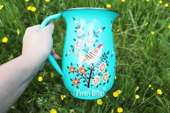 Hand Painted Pitcher Jug Featuring A Bird And Flower Design, 2 of 2