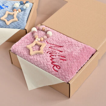 Personalised Dusty Pink New Baby Gift Set, 5 of 7