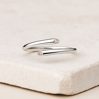 Sterling Silver Adjustable Birthstone Open Ring, 6 of 9