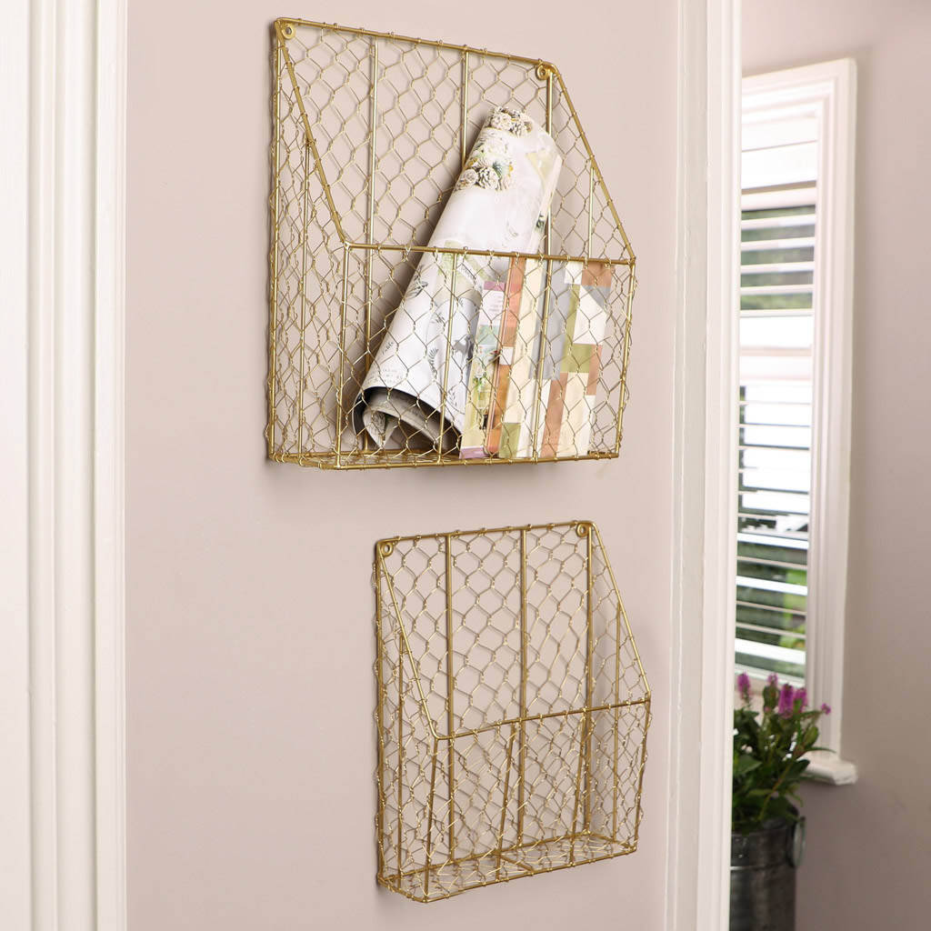 Set Of Two Wire Wall Mounted Storage Baskets By Dibor   Original Set Of Two Wire Wall Mounted Storage Baskets 