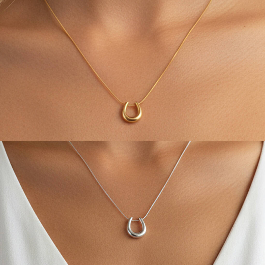 Gold Or Silver Women’s Chunky Horseshoe Pendant Necklace, Minimalist Jewellery, 1 of 7
