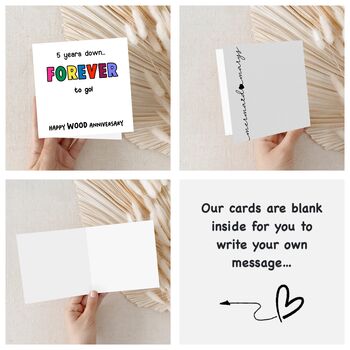 Wood Five Year Anniversary Card, 2 of 7
