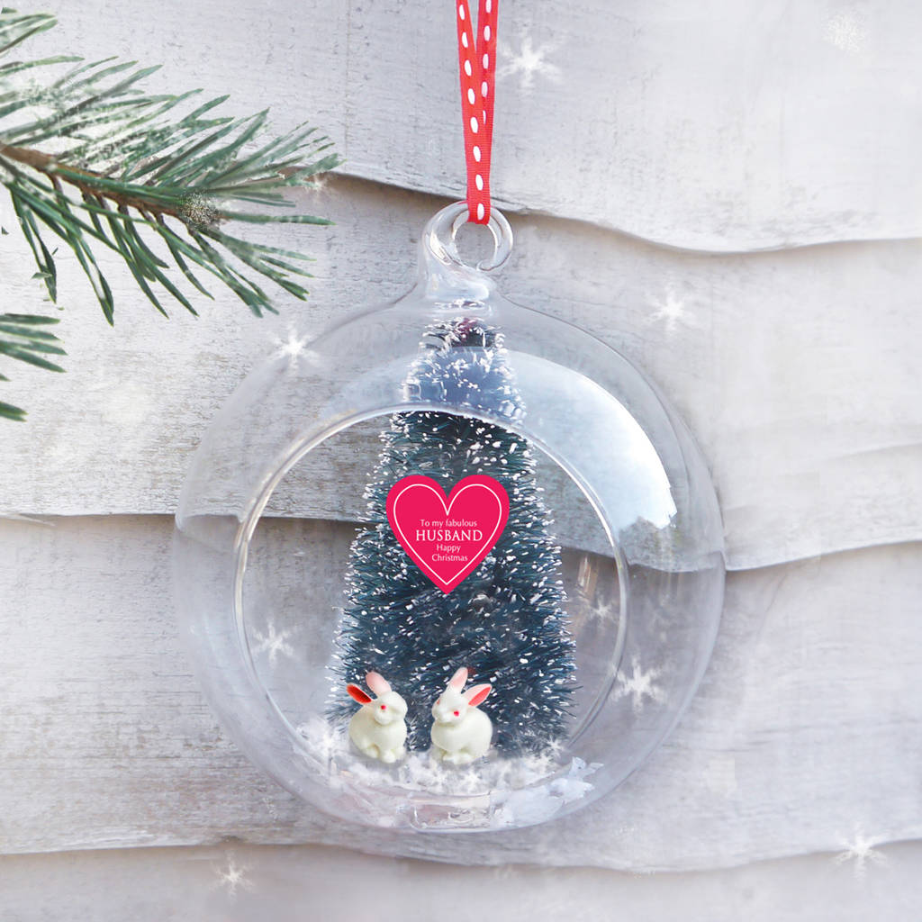 Personalised I Love You Christmas Glass Bauble By Sweet Dimple