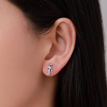 Mismatched Scuba Diver And Whale Shark Stud Earrings In Sterling Silver, 2 of 12