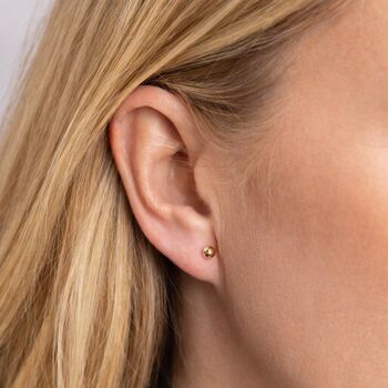 Solid 9ct Gold Micro Ball Stud Earrings – 4mm, 2 of 8