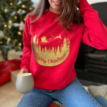 Gold Foil Merry Christmas Sweatshirt / Eco Sustainable, 4 of 6