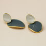 Taupe And Teal Abstract Drop Earrings, thumbnail 2 of 4
