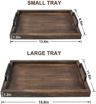 Pack Of Two Wood Serving Trays With Handles, 3 of 4