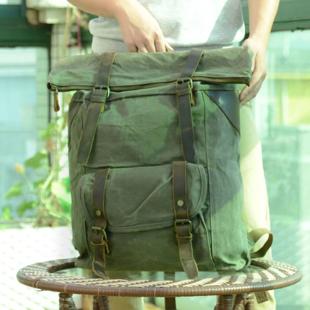 washed canvas backpack