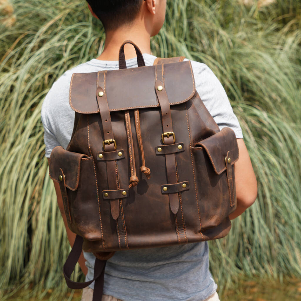 Military Style Leather Backpack By EAZO | notonthehighstreet.com