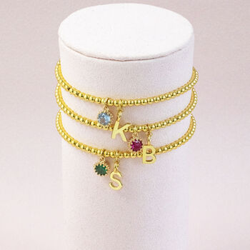 Personalised Gold Plated Beaded Birthstone Bracelet, 5 of 10