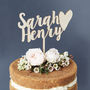 Personalised Happy Couple Wooden Wedding Cake Topper, thumbnail 2 of 6