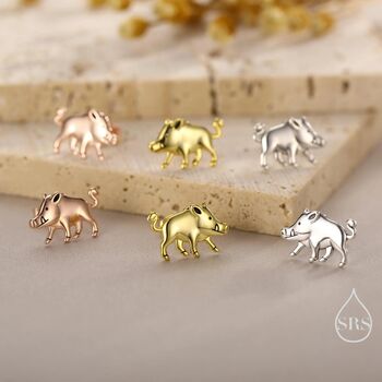 Sterling Silver Wild Boar Stud Earrings, 6 of 12