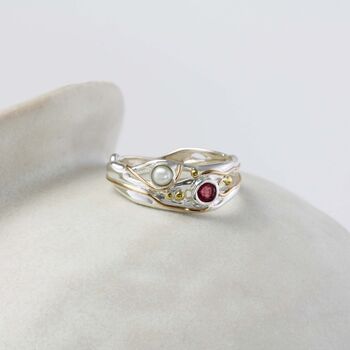 Silver Pearl And Ruby Ring, 4 of 7