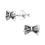 Silver Studs Bow Earrings Birthday Gift Christmas Present, thumbnail 2 of 6