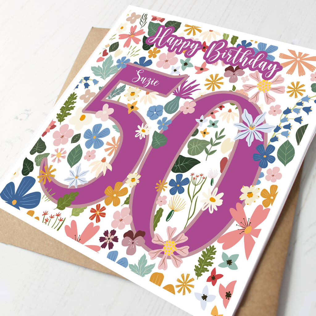 Personalised 50th Birthday Card For Her By Hope and Love ...