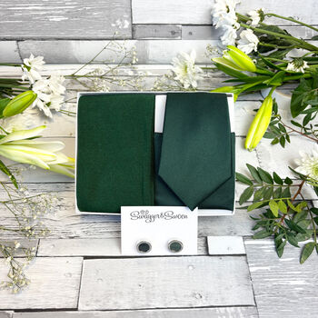 Bottle Green Wedding Tie Set, 7 of 10