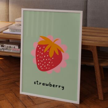 Strawberry Print Fruit Wall Art, 4 of 4
