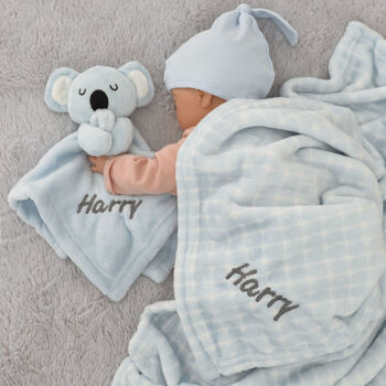 Personalised Blue Koala Comforter And Blanket Set, 4 of 9