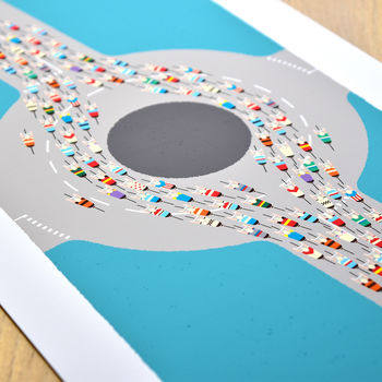 Peloton Roundabout Cycling Art Poster, 5 of 9