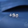 Four Point Star Internally Threaded Flat Back Earrings In Sterling Silver, thumbnail 1 of 11