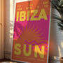 Ibiza Print | Holiday | Poster | Wall Art | A5 A4 A3 | Sun | Bold | Typographic | Wall Decor | Destination | Summer | Retro | Boho, thumbnail 1 of 4