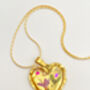 Gold Heart Necklace With Pink Flowers, thumbnail 4 of 10